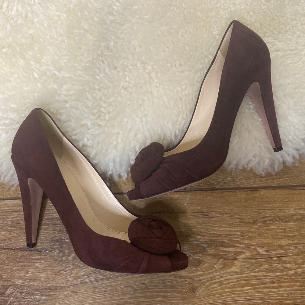Prada Suede Open Toe Pumps